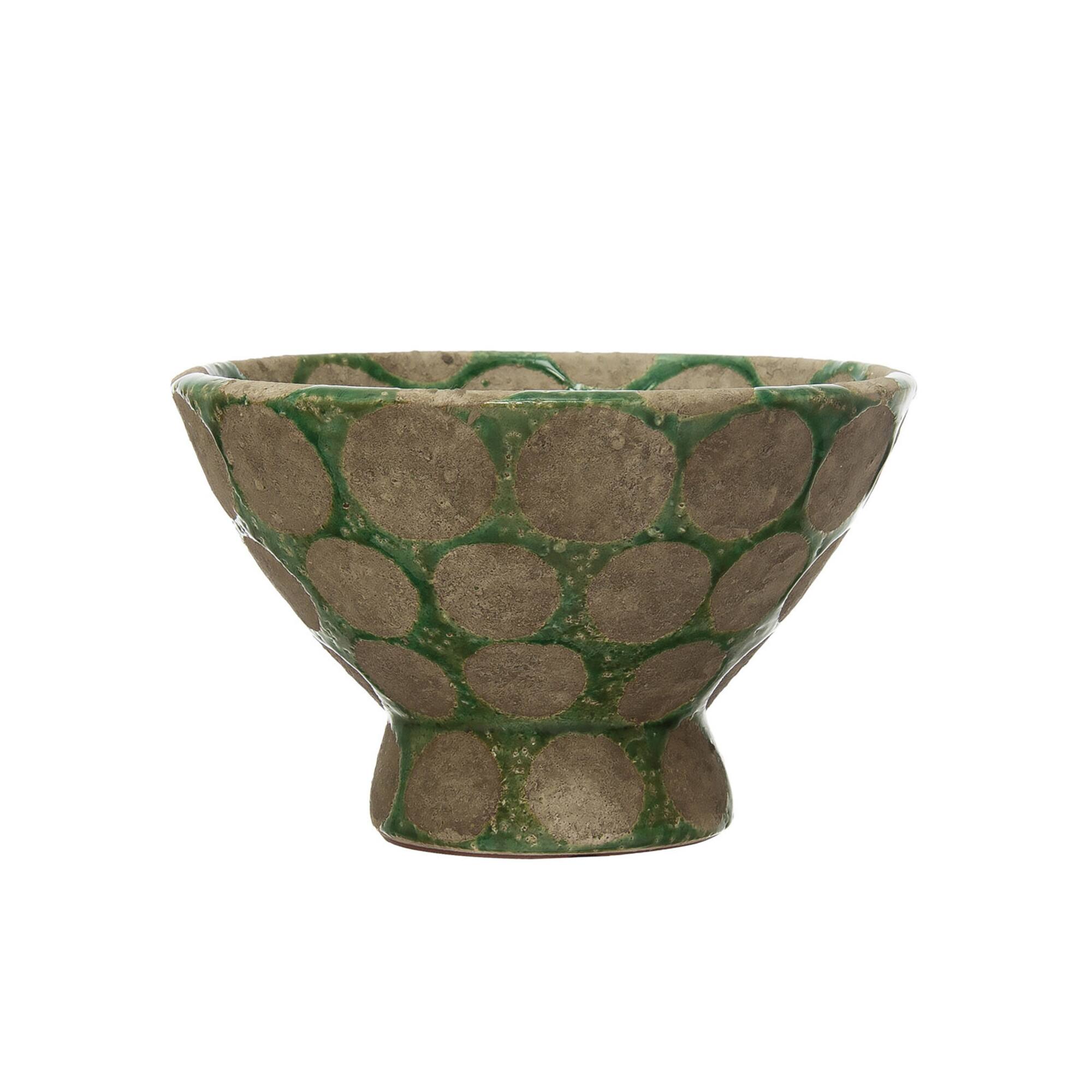 Hello Honey® 9" Wax Relief Dots Terra Cotta Footed Bowl